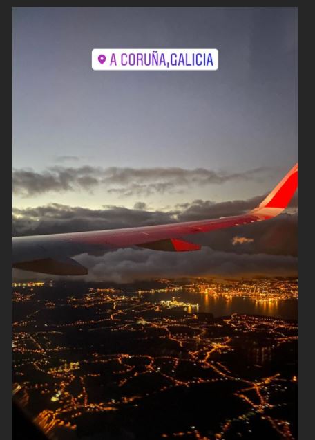 Storie en Instagram de Nuria Rábano na que se ve a Coruña desde o aire