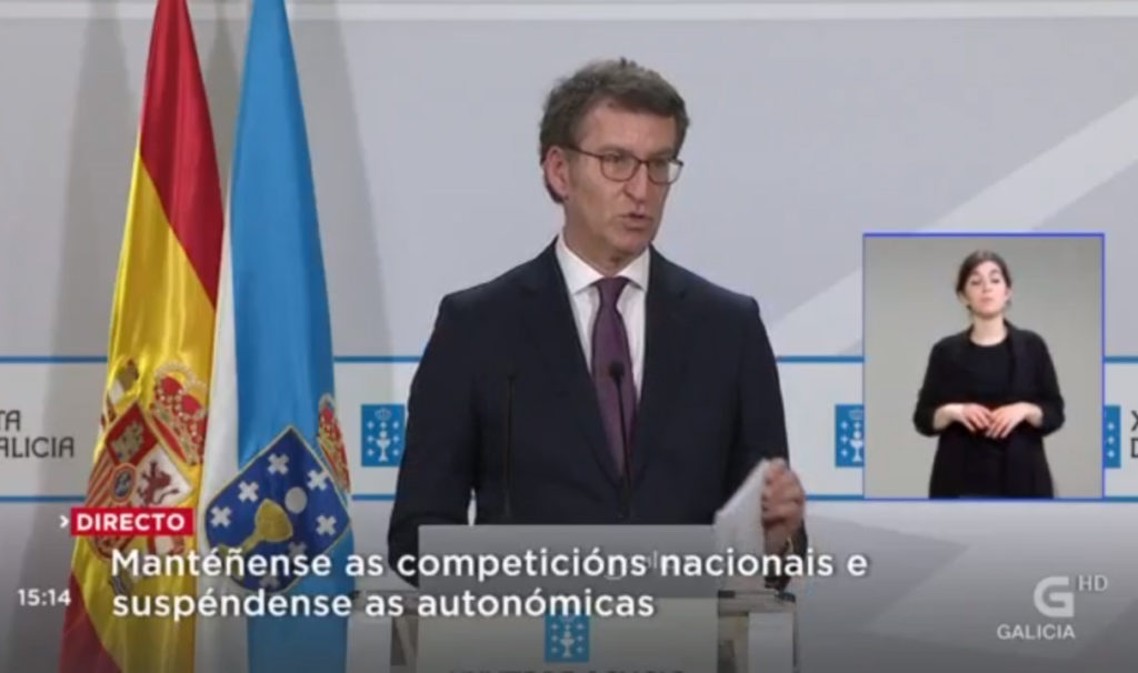 Alberto Núñez Feijóo, presidente da Xunta de Galicia, en comparecencia de prensa / TVG