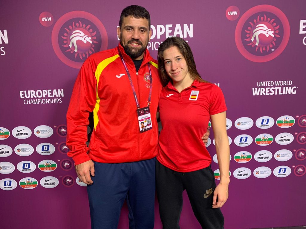 Lydia Pérez e Jose Cuba, no Campionato Europa loita / FEGALOITA