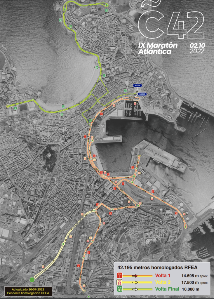 Plano do percorrido da Maratón Atlántica A Coruña: Coruña42 / CONCELLO DA CORUÑA