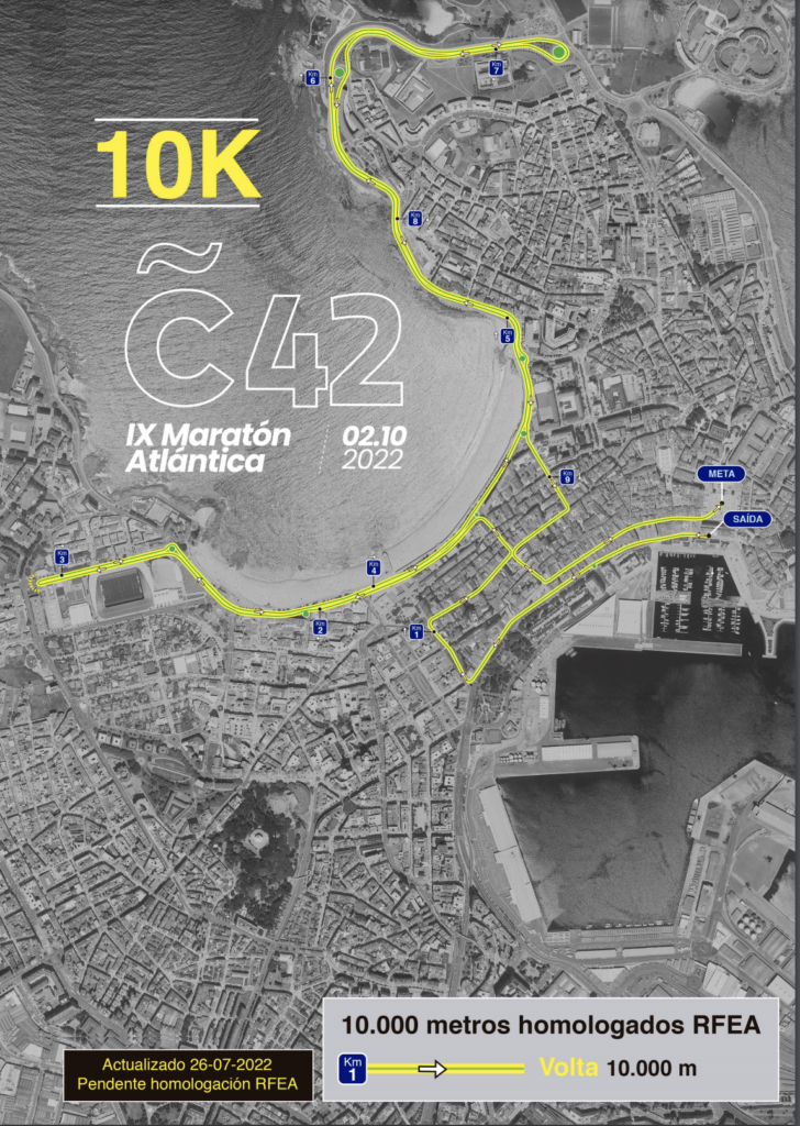 Recorrido da carreira popular 10k da da Maratón Atlántica A Coruña: Coruña 42 / CONCELLO DA CORUÑA